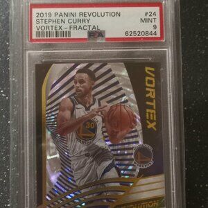 2019 Stephen Curry #24 [Vortex-Fractal] Panini Revolution {PSA9}